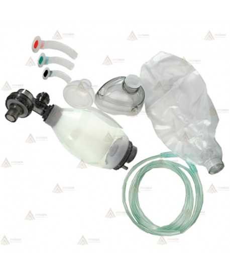 Resucitador manual de silicona pediátrico y 3 cánulas Guedel