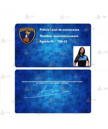Tarjetas de PVC para identificación para Policía Local, Protección Civil, Vigilantes de seguridad, Sanitarios, etc