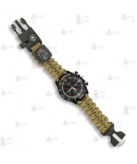 Reloj digital, táctico, paracord y supervivencia color coyote