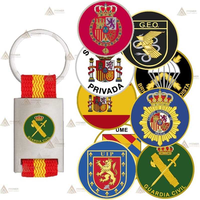 Llavero personalizable color plata con bandera española