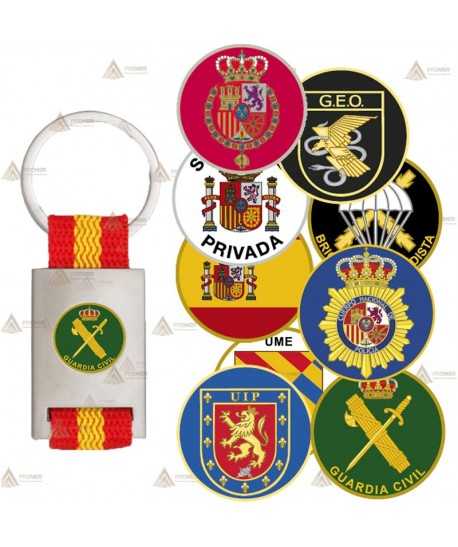 Llavero personalizable color plata con bandera española