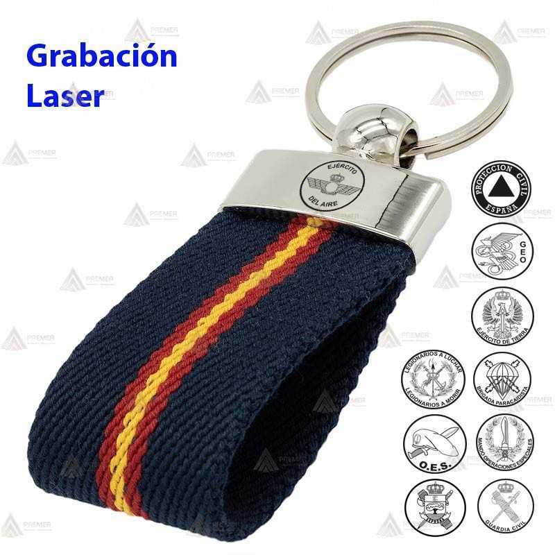 Llavero personalizable color plata con bandera española
