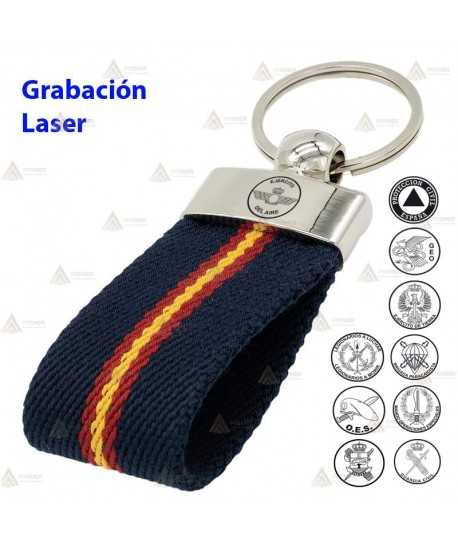 Llavero personalizable color plata con bandera española
