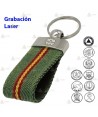 Llavero personalizable cromado con cinta verde y bandera española