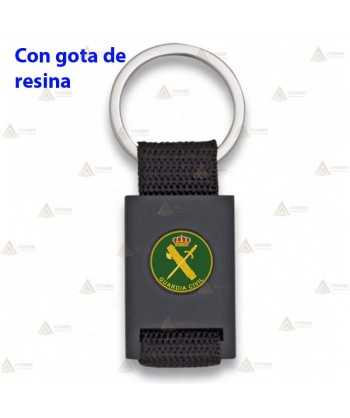 Llavero personalizable color negro con cinta negra para la Guardia Civil