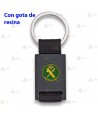 Llavero personalizable color negro con cinta negra para la Guardia Civil