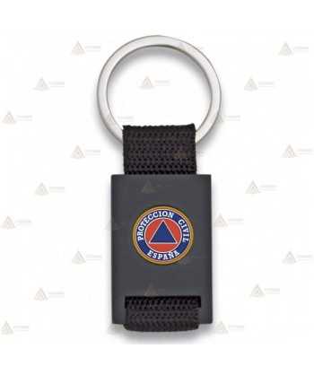 Llavero personalizable color negro con cinta negra para Protección Civil