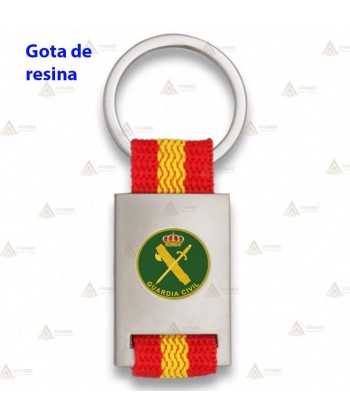 Llavero personalizable color plata con bandera española para la Guardia Civil