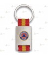 Llavero personalizable color plata con bandera española para protección civil