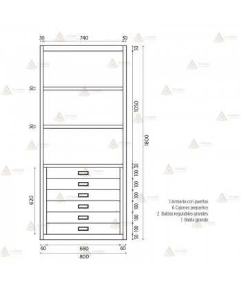 Armario metálico modular con cajones para oficina