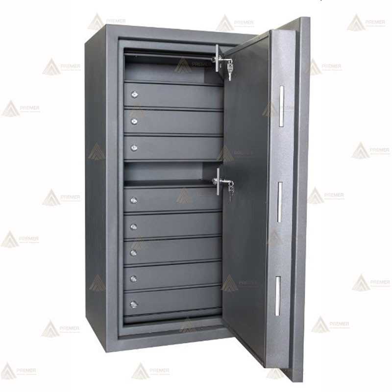 Caja fuerte cerradura llave y electrónica con diez cajones con llave