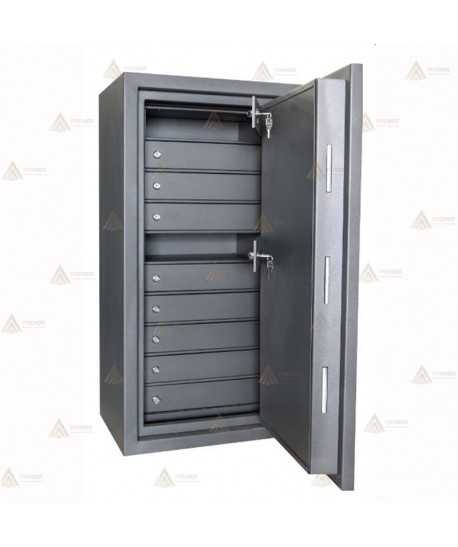 Caja fuerte cerradura llave y electrónica con diez cajones con llave