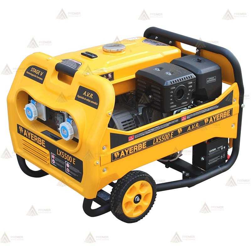 Generador eléctrico con motor a gasolina de 4 tiempos y 5.500W de potencia y arranque eléctrico