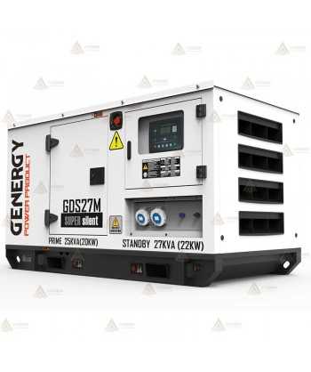 Grupo electrógeno diésel monofásico (27 KVA / 22.000W) Insonorizado