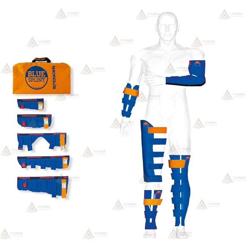 Set de férulas rígidas 5 tamaños con bolsa Blue Splint de Spencer
