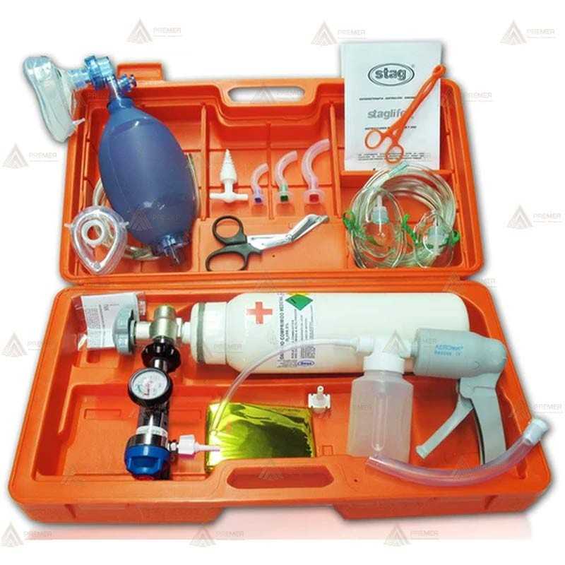 Maleta de emergencias E430 con botella recargable de oxígeno medicinal