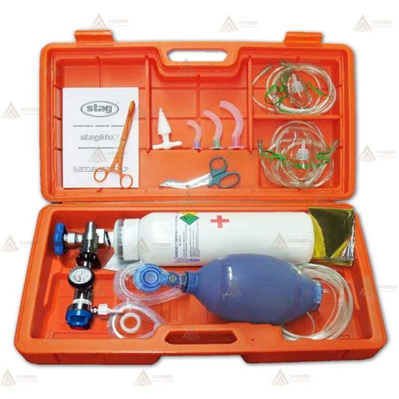 Maleta de emergencias E400 con botella recargable de oxígeno medicinal
