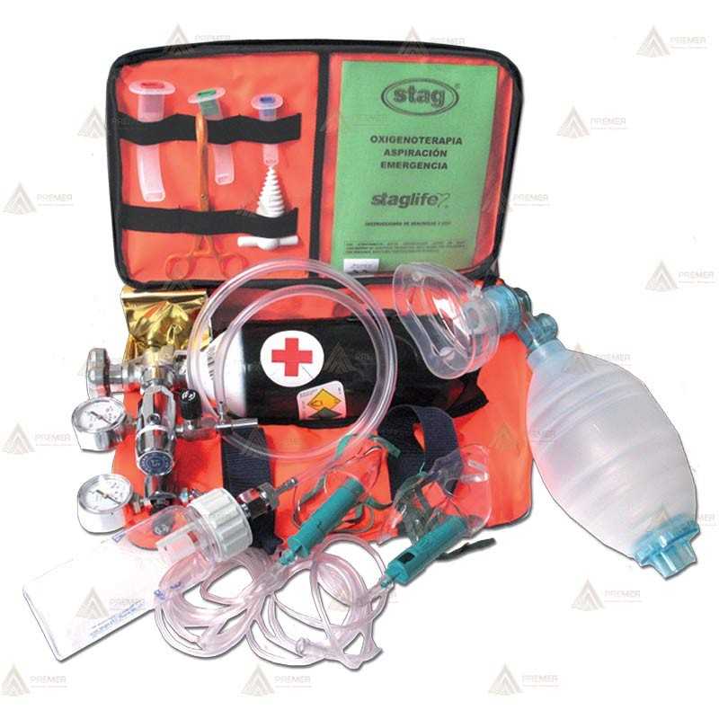 Bolsa de emergencias M420 con botella recargable de oxígeno medicinal