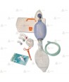 Kit de reanimación para adulto con mascarilla de silicona.