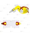 Cinturón amarillo de fijación con rebobinado y enganche metálico