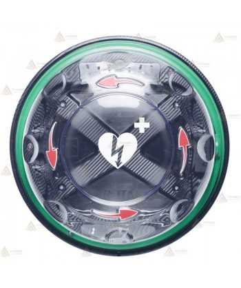 Vitrina Rotaid Solid Plus para desfibriladores con flechas rojas y alarma para desfibriladores