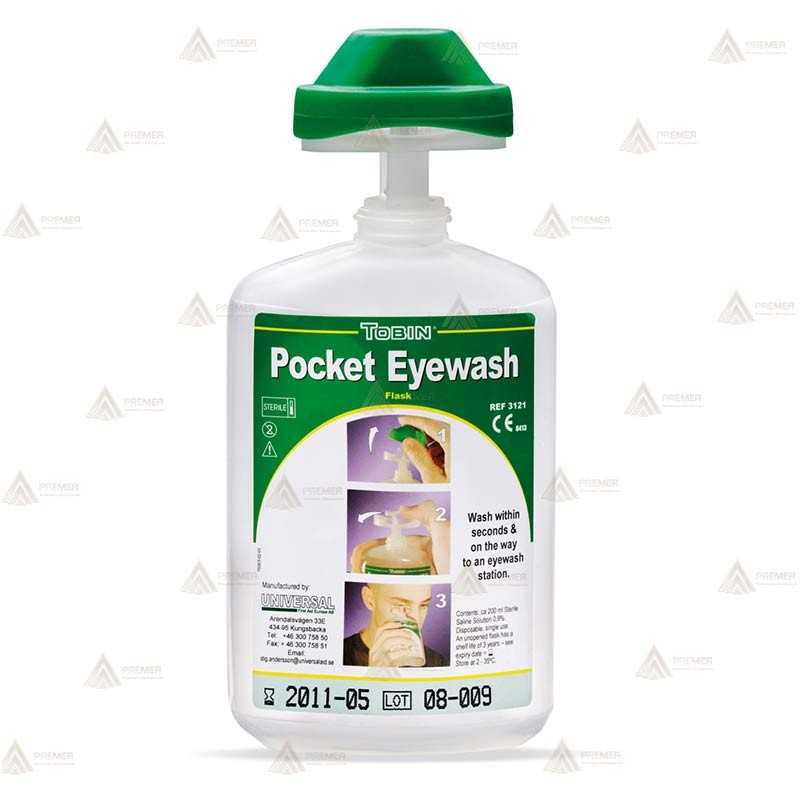 Frasco lavaojos de bolsillo de 200 ml para primeros auxilios