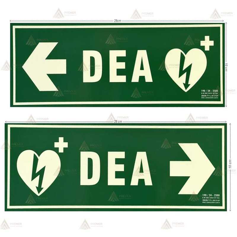 Cartel indicador flecha izquierda y derecha luminiscentes