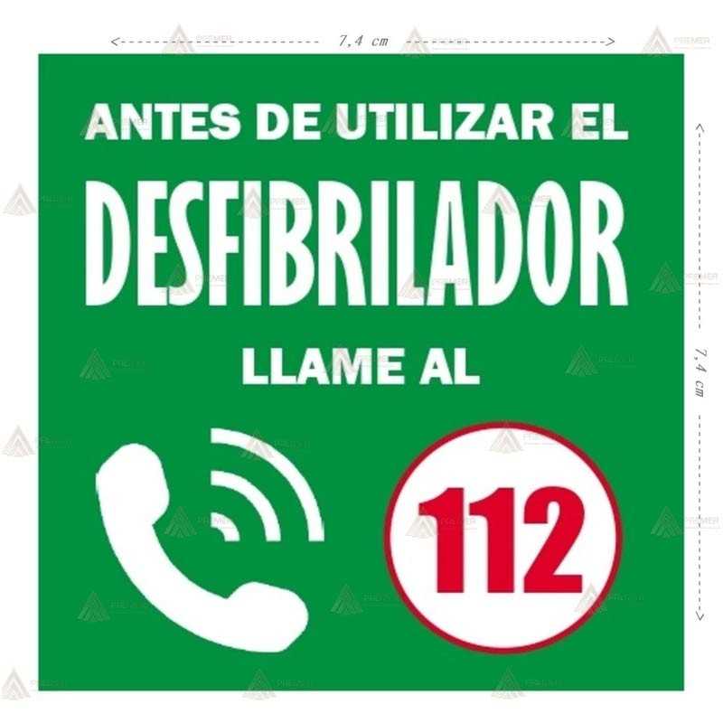 Adhesivo para DEA para llamada al 112