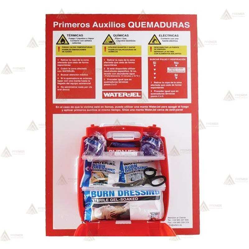 Panel con botiquín profesional WaterJel PIBK para quemaduras
