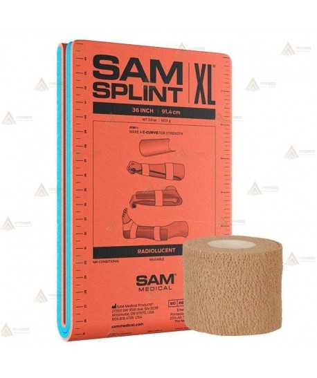 Férula inmovilización SAM Splint plana + vendaje cohesivo (14 x 91)