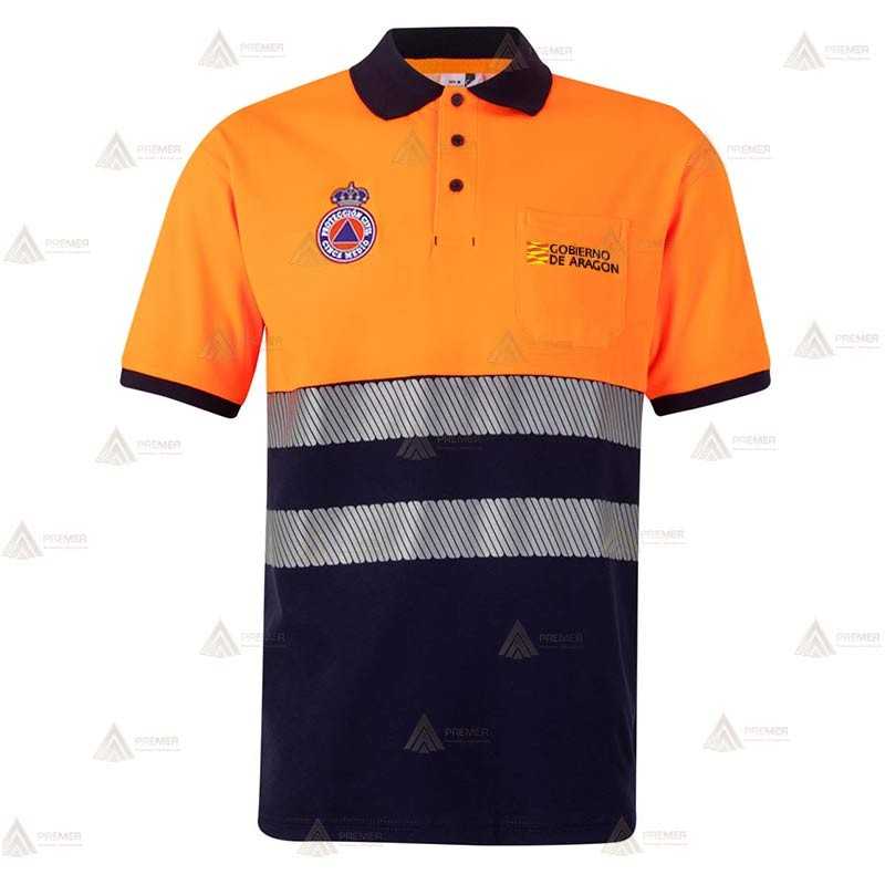 Polo bicolor manga corta con cintas segmentadas para Protección Civil
