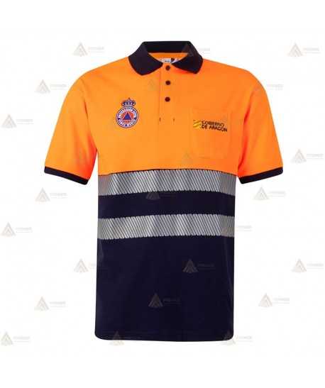 Polo bicolor manga corta con cintas segmentadas para Protección Civil