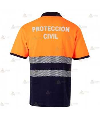 Polo bicolor manga corta con cintas segmentadas para Protección Civil