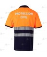 Polo bicolor manga corta con cintas segmentadas para Protección Civil
