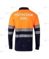 Polo bicolor manga larga con cintas segmentadas para Protección Civil
