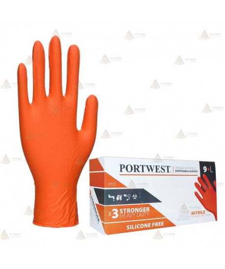 Guante desechable de nitrilo sin polvo color naranja