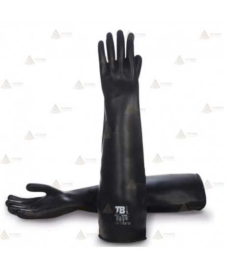 Guantes largos de látex negro para uso en industria química (60 cm)
