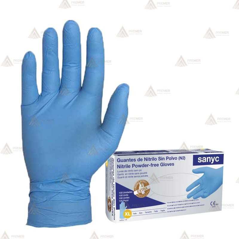 Guantes desechables de nitrilo S/polvo extrafuertes 7 gr. (100 Unid.)