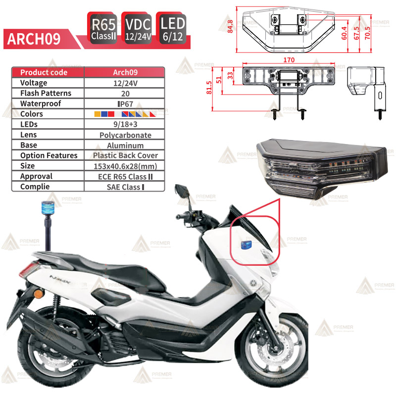 Kit de luces de emergencia para motos de policía