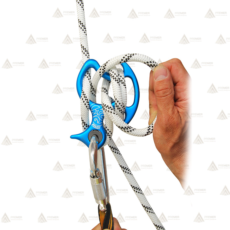 Descensor de aluminio para barranquismo y escalada